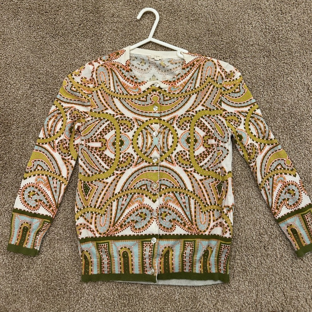 J crew print cardigan size xs